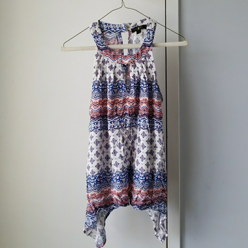 Flowy blue and coral halter